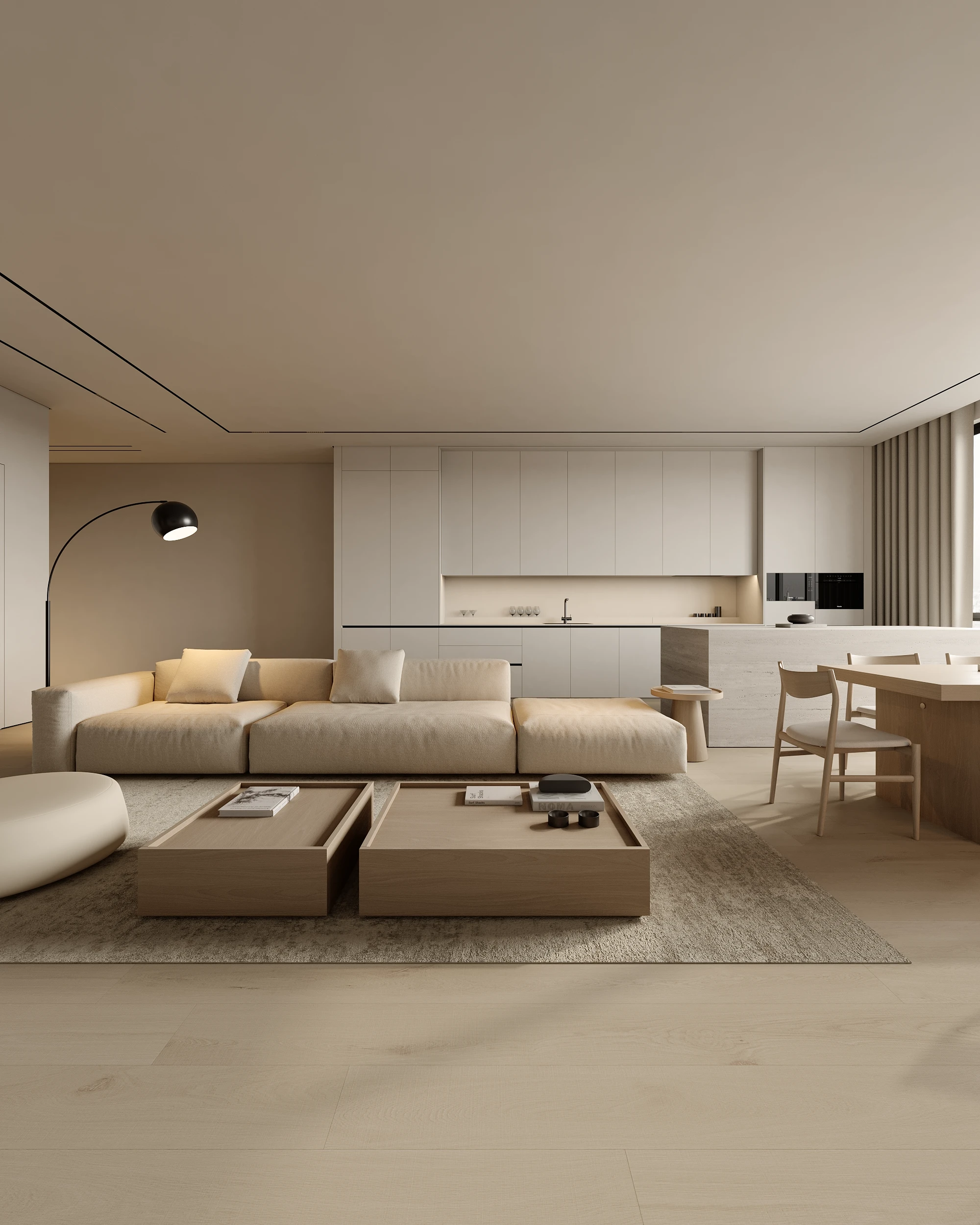 Warm Livingroom Kitchen